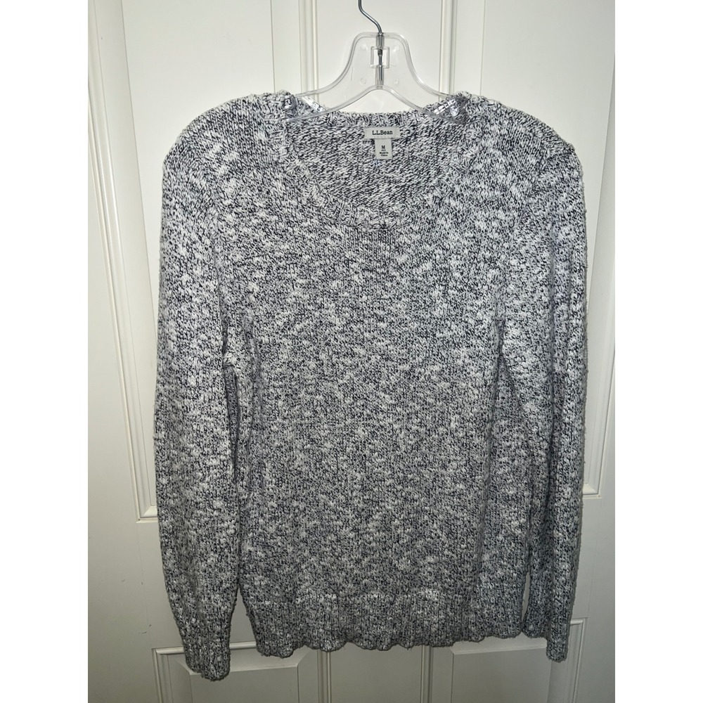 L.L.Bean Womens Marled Preppy Crewneck Academia Winter Sweater Sz Med